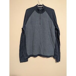 Eddie Bauer Men's Sz XL‎ 1/4 Zip Pull Over Sweater Blue Cotton Merino Wool Blend